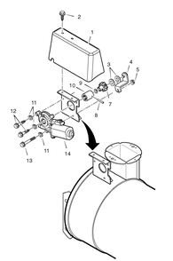 Chute Rotation Motor Diagram and Parts List for 1695369-6291570X54 2007 Briggs and Stratton Snow Blower